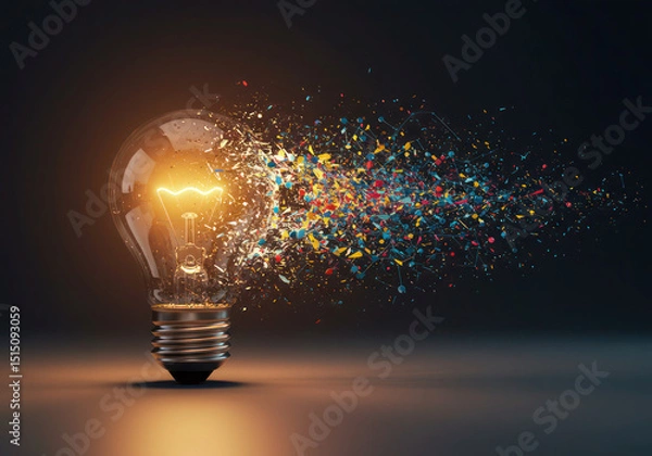 Fototapeta Lightbulb idea innovation creative thinking inspiration energy solution brainstorming concept design art