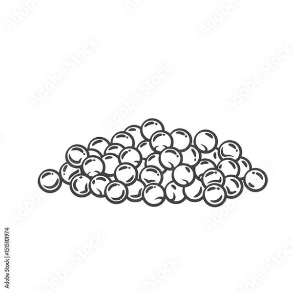 Obraz Salmon caviar outline drawing in hand drawn doodle style, showing pile of fish eggs. Gourmet seafood delicacy for sushi, snacks, or packaging. Vector illustration.