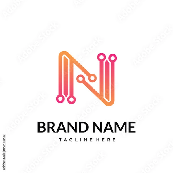 Fototapeta N tech  technology logo