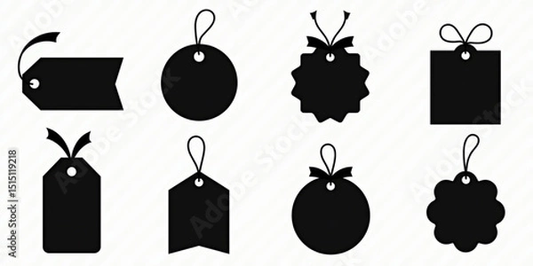Fototapeta Elegant black tag silhouette, perfect for premium gift wrapping, crafting, and branding. High-quality design enhances product presentation. Ideal for luxury packaging and festive occasions.