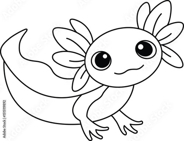 Fototapeta Axolotl hand drawn coloring page for kids 