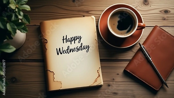 Fototapeta Wednesday Morning Flatlay with Coffee

