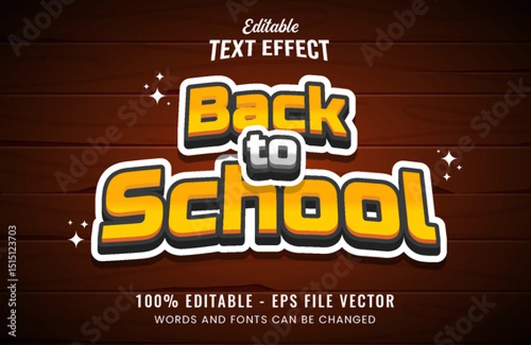 Obraz Back to school editable vector text effect font style