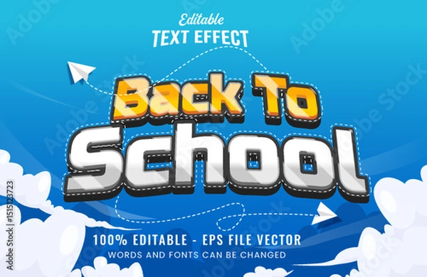 Obraz Back to school editable vector text effect font style