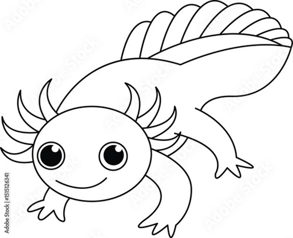 Fototapeta Axolotl hand drawn coloring page for kids