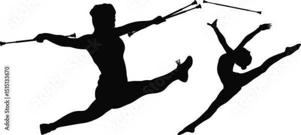 Fototapeta Baton Twirling Images, Vector File Black and White