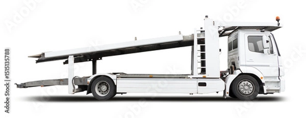 Obraz Empty car carrier truck side view isolated on transparent background. PNG
