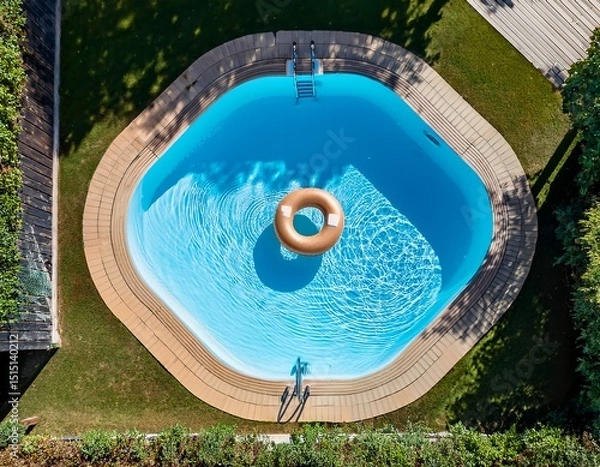 Obraz aerial view of a swimming pool featuring an inflatable ring