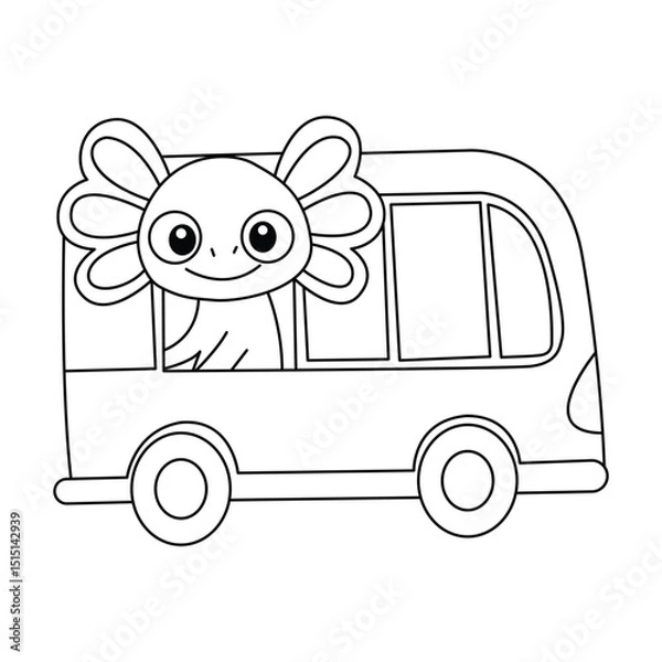 Fototapeta Axolotl hand drawn coloring page for kids