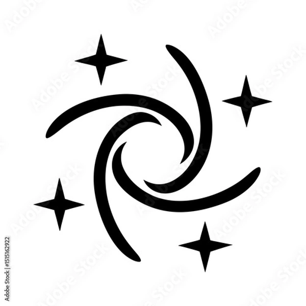 Obraz A black and white cosmic design of swirling vortex with stars