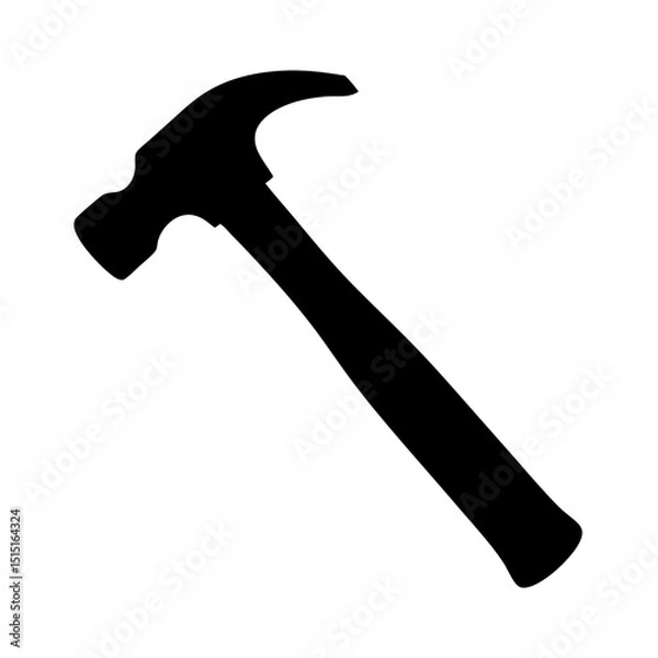 Obraz A simple black silhouette illustration of a claw hammer on white background