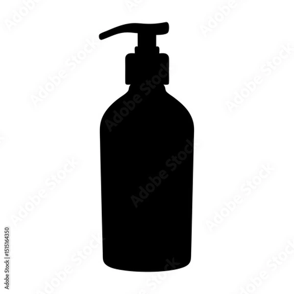 Fototapeta Black Silhouette of a Liquid Soap or Lotion Dispenser Bottle on White