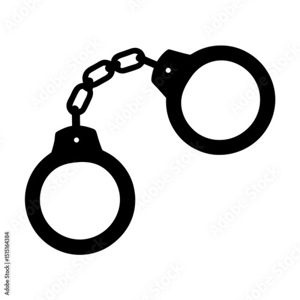 Obraz Black and White Handcuffs on White Background Representing Criminal Justice System