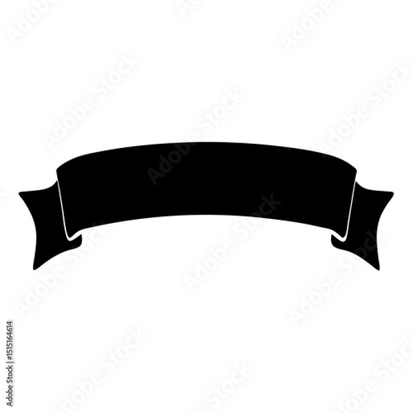 Obraz Simple black ribbon banner isolated on a white background illustration image