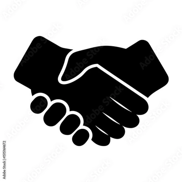 Obraz Stylized black and white icon illustration of two hands shaking in agreement