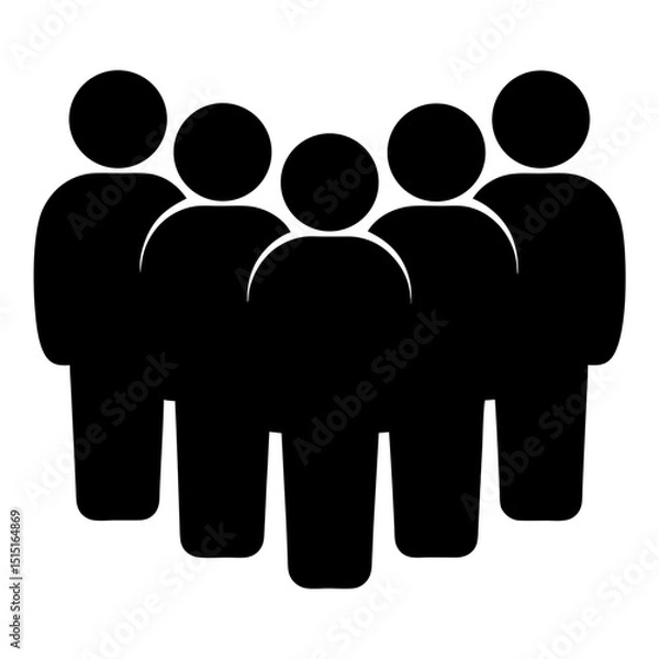 Obraz Black silhouette of a crowd of people standing together in unity