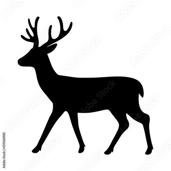 Obraz Black silhouette of majestic buck deer walking gracefully in simple vector illustration