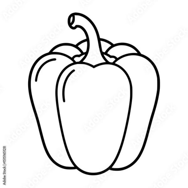 Fototapeta Outline of a bell pepper with stem