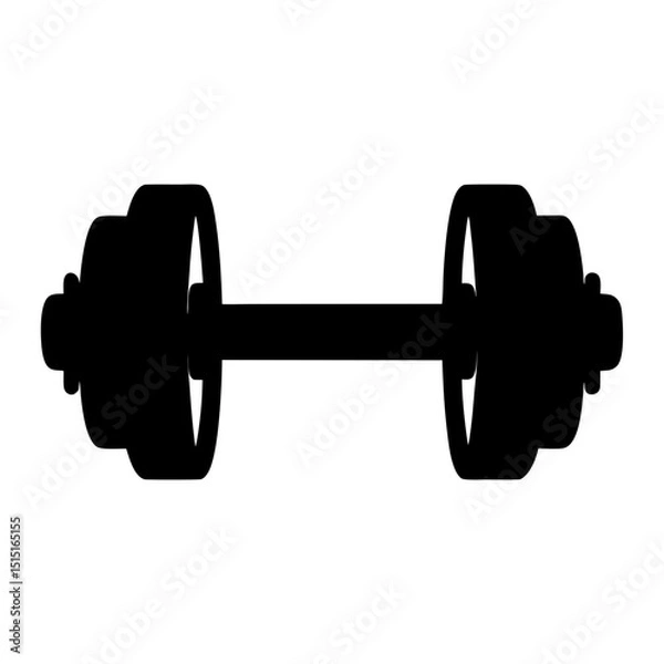 Obraz Black silhouette of a dumbbell representing fitness and strength training equipment
