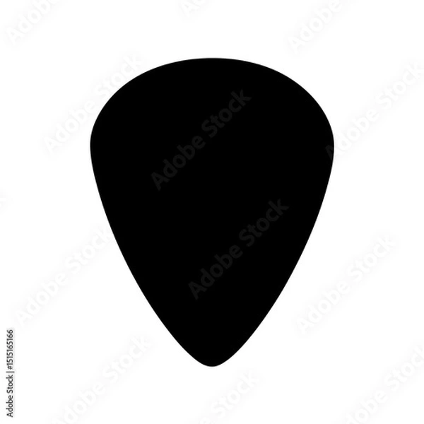 Obraz A Solid Black Guitar Pick Silhouette on a White Background Image