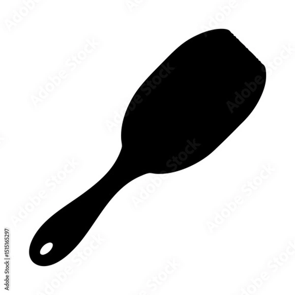 Obraz Black silhouette of a rice paddle spoon with a hanging hole on white