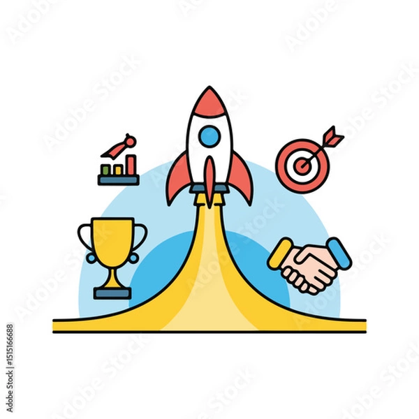 Obraz icon, vector, illustration, set, travel, design, symbol, rocket, icons, sign, cartoon, space, sun, business,