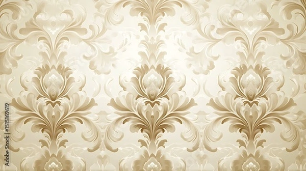 Obraz Elegant gold floral damask pattern on a dark background, creating a luxurious and vintage feel