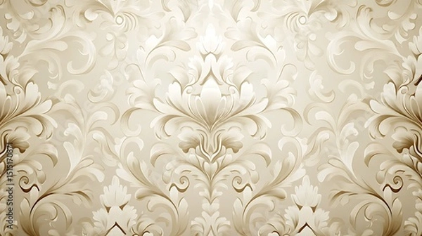 Obraz Elegant gold floral damask pattern on a dark background, creating a luxurious and vintage feel