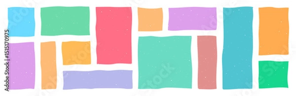 Obraz Doodle hand drawn frames with grain texture, colorful drawn squares with wavy rough edges, wavy irregular rectangles, different boxes