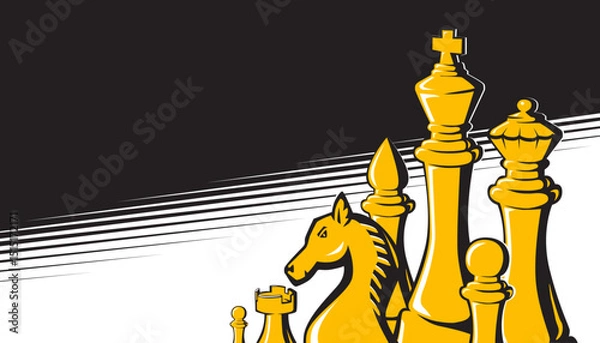 Fototapeta Chess pieces on chessboard design. Strategy board game
