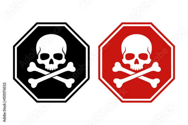 Fototapeta Skull and crossbones danger warning sign vector art