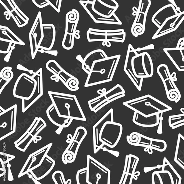 Obraz Graduation background, pattern set. Collection icon graduation cap. Vector