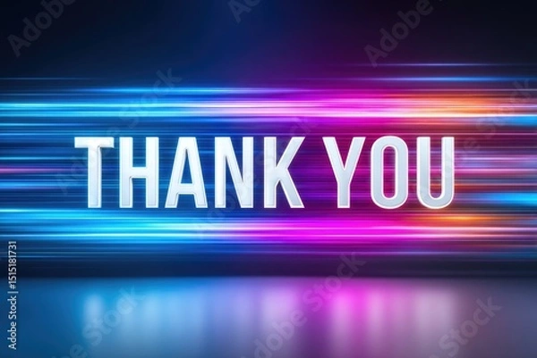 Obraz Thank You Neon Text with Motion Light Streaks