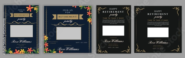 Obraz Set of retirement party invitation, square banner, instagram story and a4 poster, vector illustration eps 10