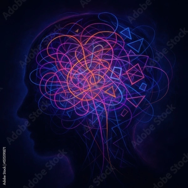 Obraz Visual representation of anxiety-provoking thoughts in a chaotic mind