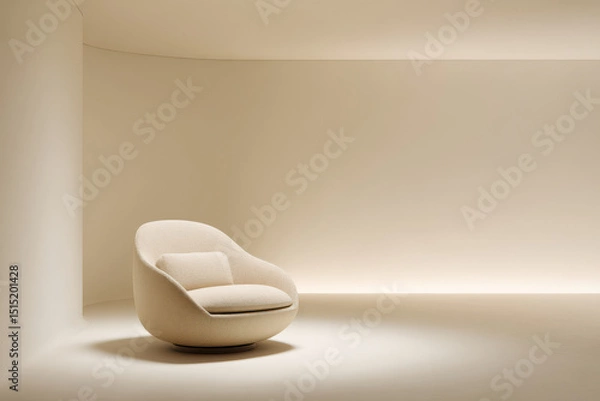 Fototapeta cozy chair with soft curves placed in clean corner of room