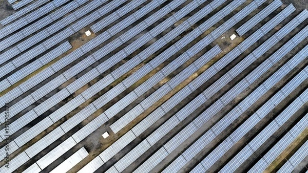 Fototapeta a new solar park seen from a drone