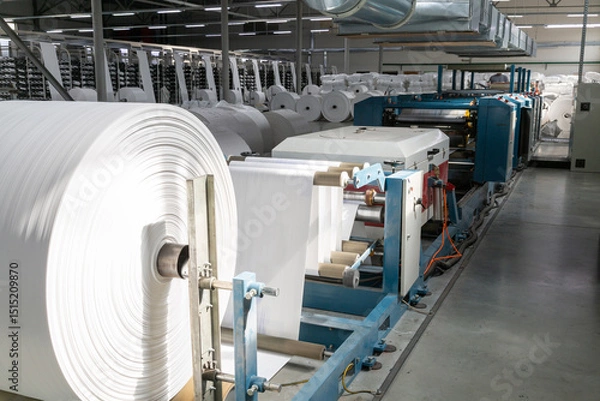 Fototapeta Equipment for making polypropylene bags and applying logos. Automatic machines&