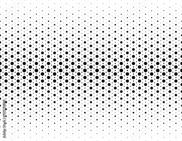 Fototapeta Geometric pattern big and small black circles  on a white background.Seamless in one direction.Option with an Average fade out. 