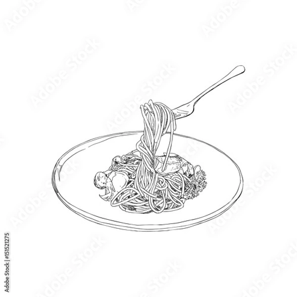 Fototapeta spaghetti Hand drawn sketch vector.