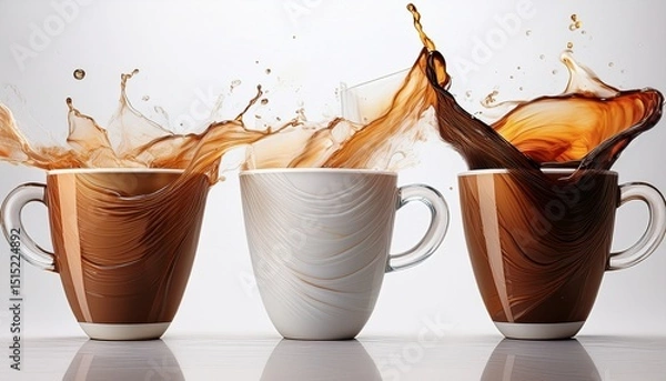 Obraz elixir of creativity a coffee cups dance on a white or clear surface white background