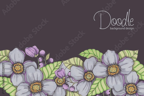 Fototapeta Elegant floral background with hand drawn flowers. Vector illustration.