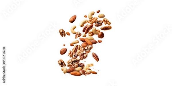 Obraz Assorted Nuts Falling. Healthy Snack And Nutritional Benefits Isolated On Transparent Background