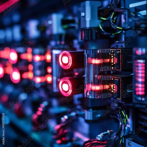 Fototapeta Quantum computing centers used for military strategy simulations, pushing the boundaries of digital defense