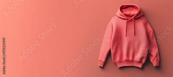 Fototapeta Casual Graphic Hoodie Neatly Displayed on Left with Clean Solid Background and Text Space