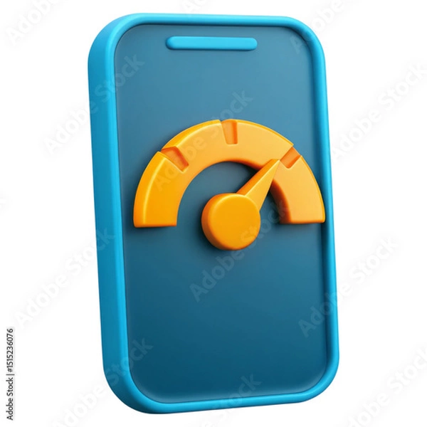 Obraz SEO Optimization And Mobile Concept. 3D gauge on a smartphone display.