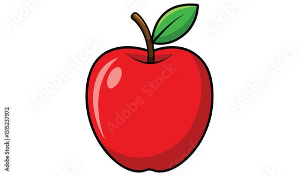 Fototapeta Red apple with leaf isolated on white background