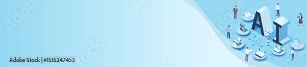 Fototapeta Artificial Intelligence Concept with Business People and Technology