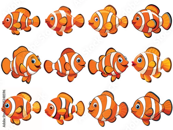 Fototapeta Clownfish vector illustration isolated on white background.