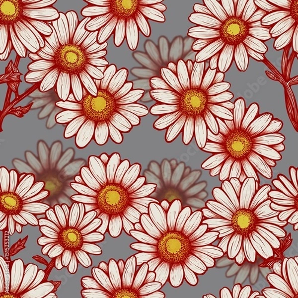 Obraz Handmade Daisy Seamless Pattern